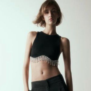 Zara SEAMLESS RHINESTONE TOP | M -L